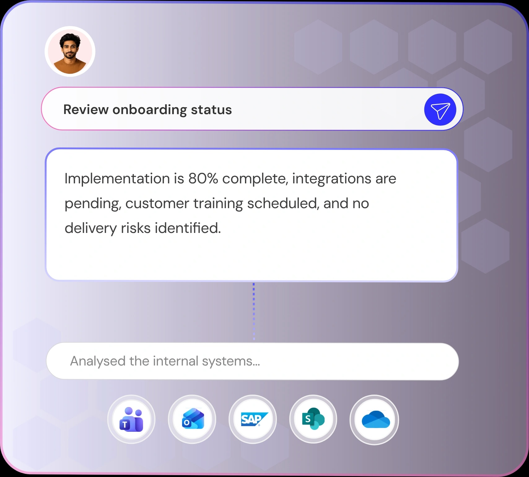 Operations context — Review onboarding status with live system analysis