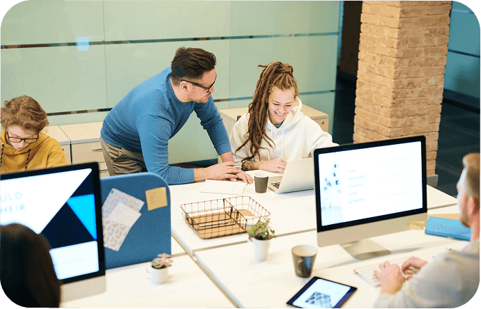 Team reviewing an answer pulled from across connected systems, powered by enterprise search
