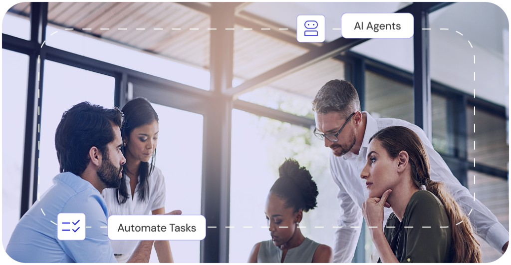 Team deploying AI agents with Automate Tasks overlay